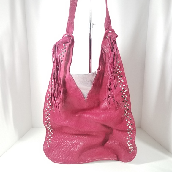 Thulare Monareng Oversized Bubble Gum Pink Cow Hide Studded Bag - Picture 2 of 15